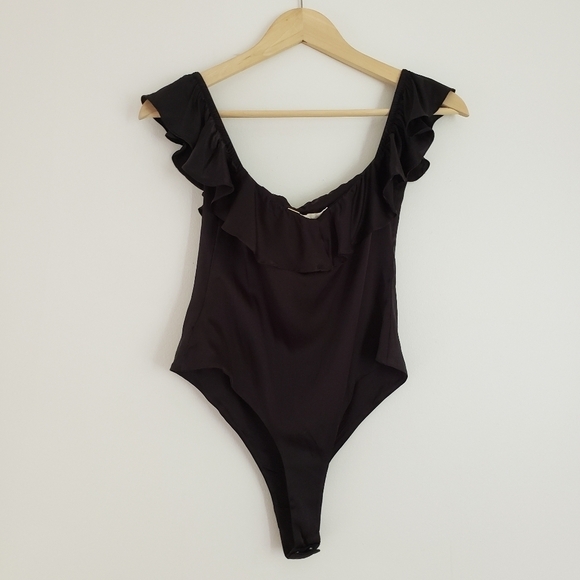 For Love And Lemons Virgo Ruffle Black Bodysuit - Picture 2 of 11